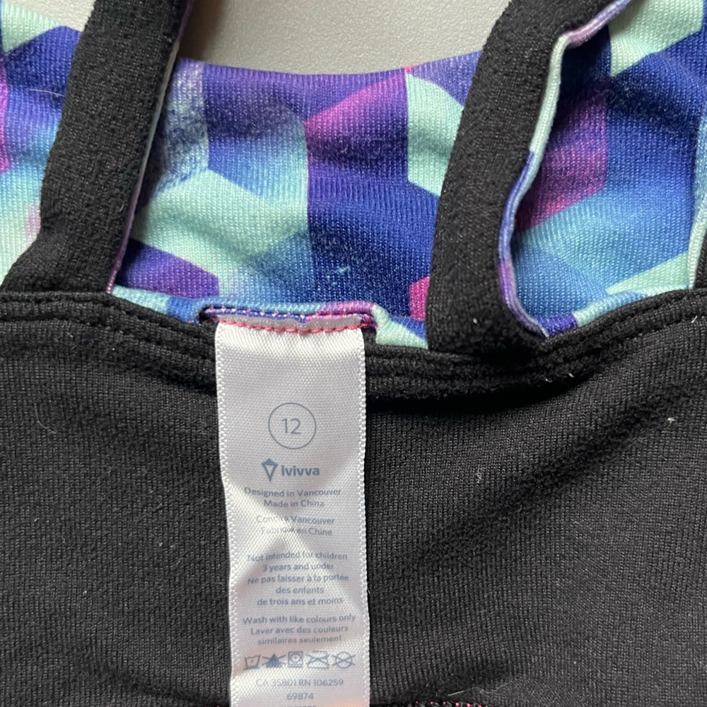 Ivivva Girl’s Multi-Color Reversible Racerback Sports Bra - Picture 2 of 5
